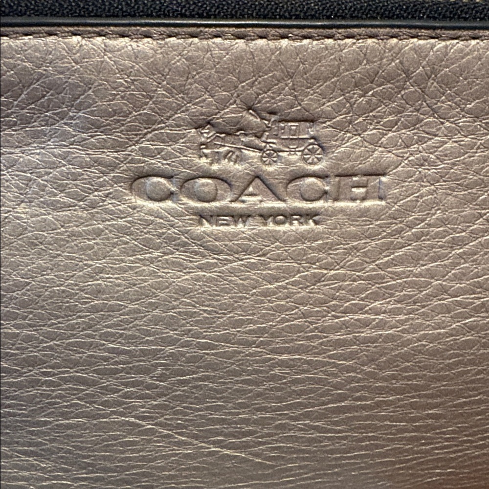 Coach  Double zip wristlet  pebbled Leather  gold metallic  long wallet 8”w
EUC - Picture 4 of 17